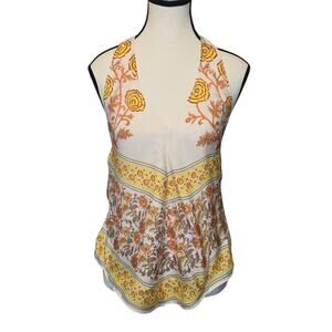 J Crew Halter Top Womens Size Small Multicolor Floral Print Bohemian Colorful